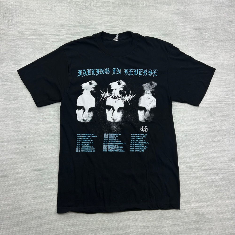Falling In Reverse Shirt Size XL Black Band Concert Tour Cyber Grunge Emo Goth